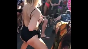 Hot Trashy MILF Sprays Breastmilk at People at a Festival