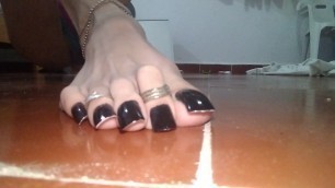 Black toes nails closeup