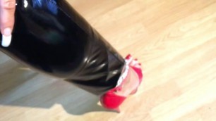 HevInHeels --- Latex PVC Crotch Zip Pants Leggings Catsuit Platform Heels gummi strumpfhose overall