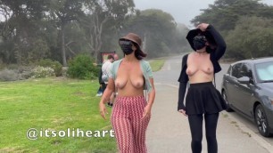 Topless Walk with a Friend for the first Time